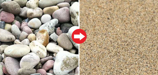 河卵石制沙前后对比照