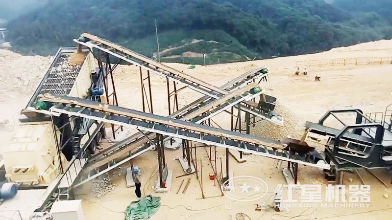 安徽滁州时产400吨石灰石破碎石子生产线现场视频
