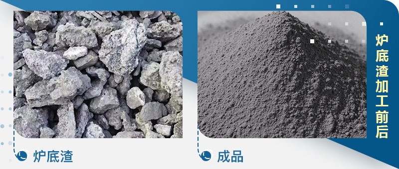 炉底渣加工前后对比图 炉底渣加工前后对比图