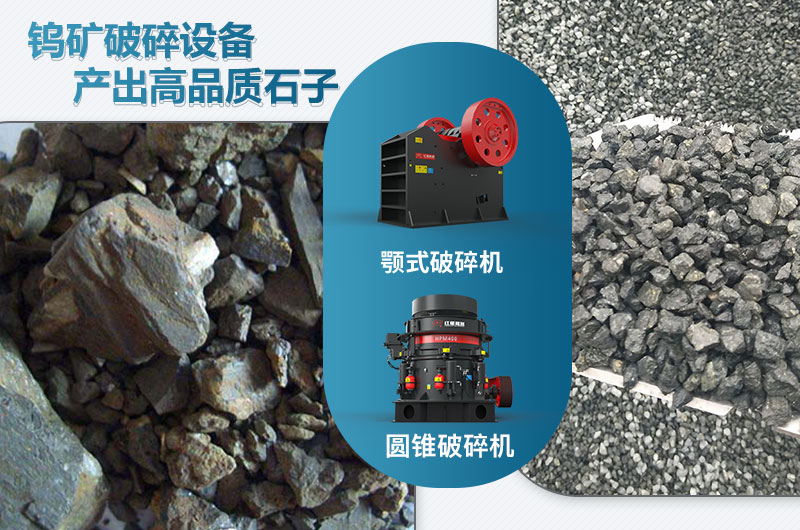 钨矿破碎前后对比图