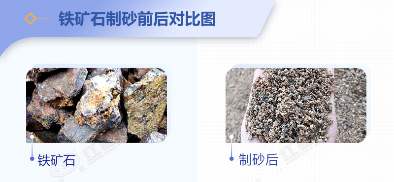 铁矿石制砂前后对比图